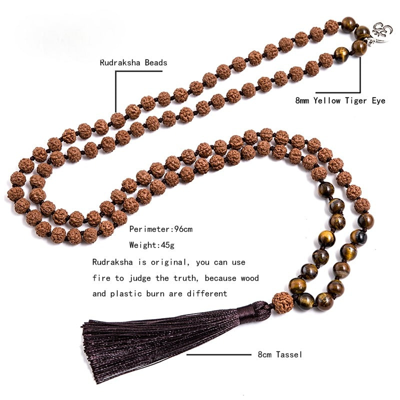 Divine Rudraksha Tiger Eyes Mala & Bracelet Set