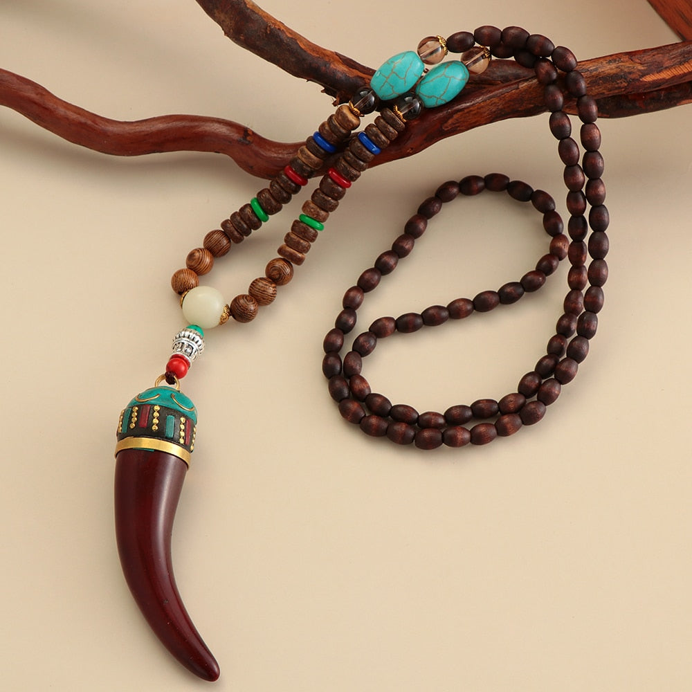 Vintage Serenity Mala Necklace with Pendant