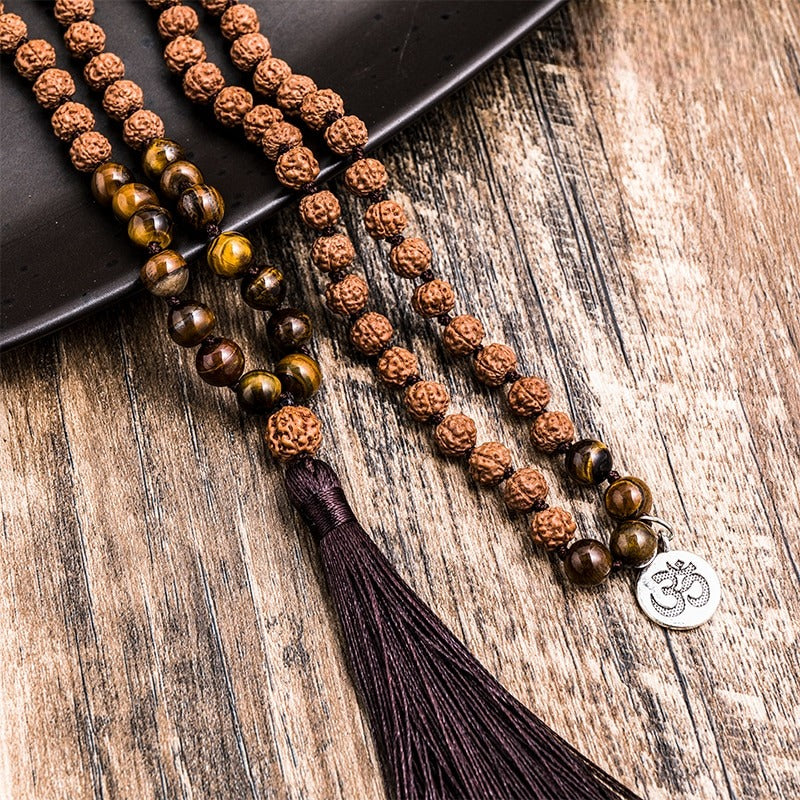 Divine Rudraksha Tiger Eyes Mala & Bracelet Set