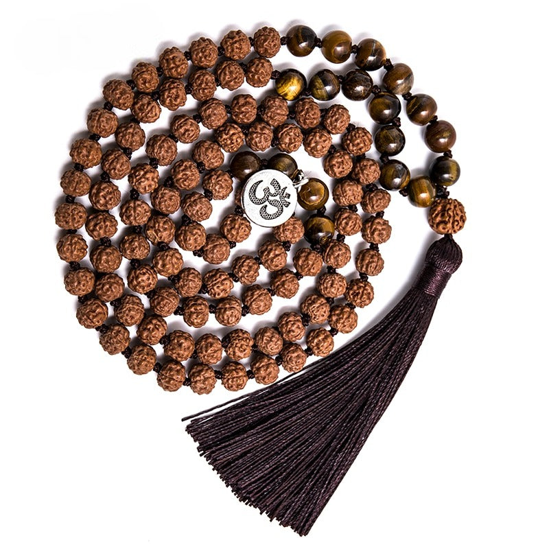 Divine Rudraksha Tiger Eyes Mala & Bracelet Set