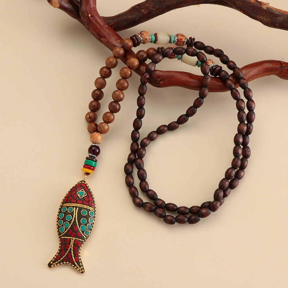 Vintage Serenity Mala Necklace with Pendant