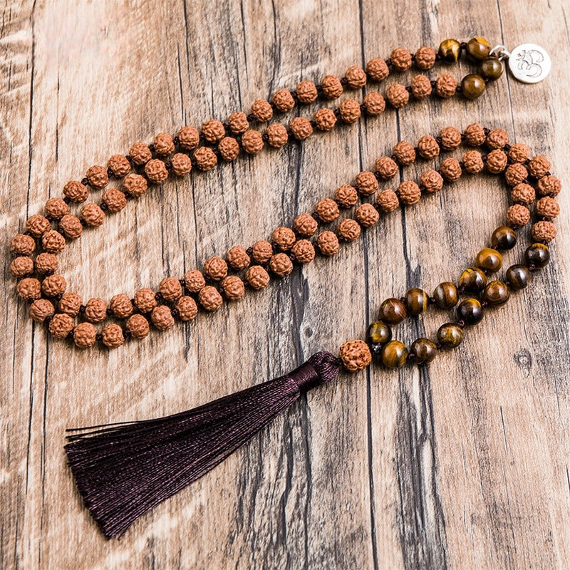 Divine Rudraksha Tiger Eyes Mala & Bracelet Set