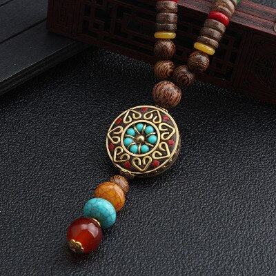 Boho Buddha Vintage Mala Necklace with Pendant