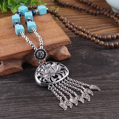 Boho Buddha Vintage Mala Necklace with Pendant