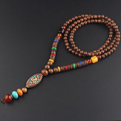 Boho Buddha Vintage Mala Necklace with Pendant