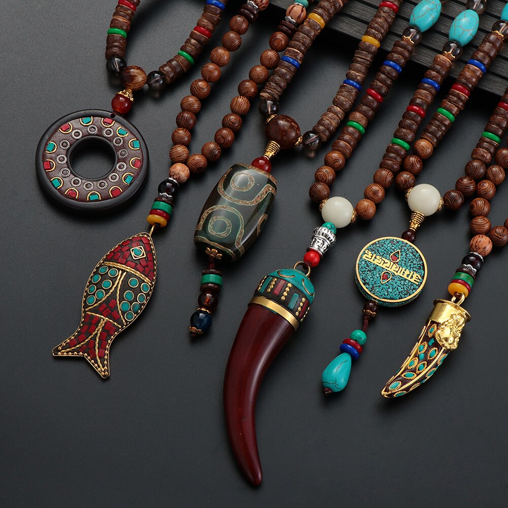 Vintage Serenity Mala Necklace with Pendant
