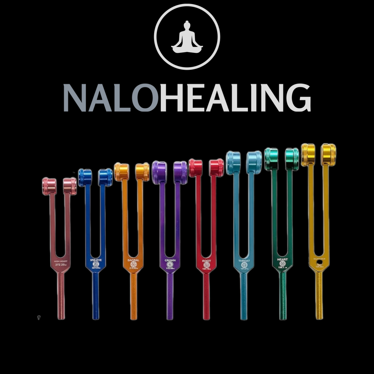 Premium Chakra Tuning Fork Set (8pcs)