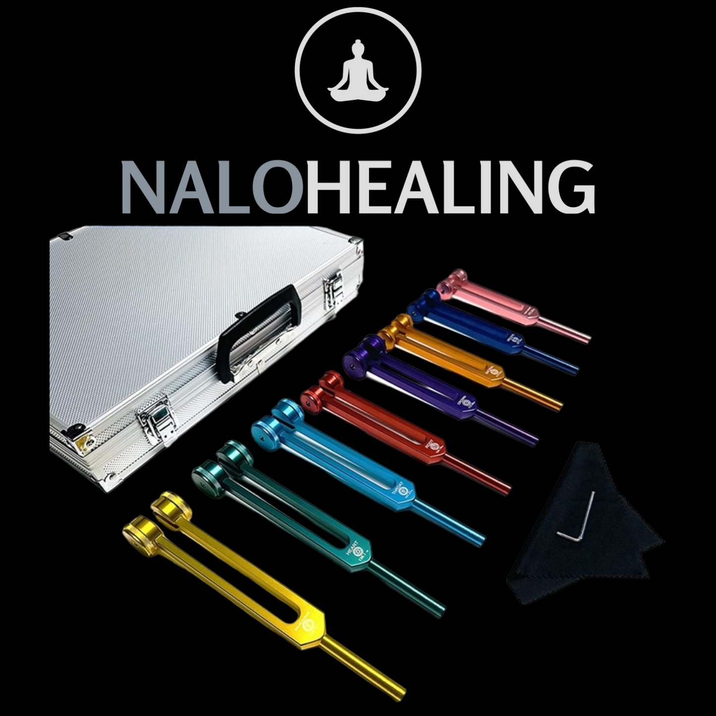 Premium Chakra Tuning Fork Set (8pcs)