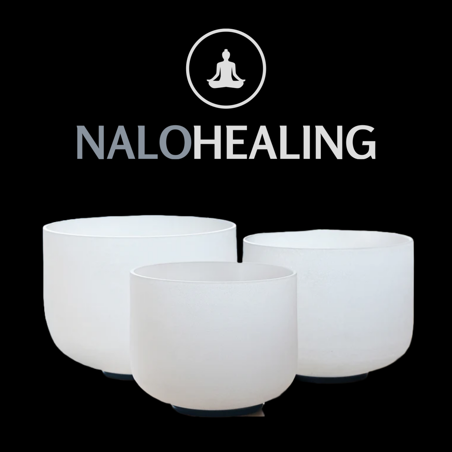8"-12" White Crystal Singing Bowl Set  (3pcs) 432Hz, 440Hz