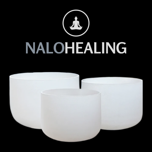 8"-12" White Crystal Singing Bowl Set  (3pcs) 432Hz, 440Hz
