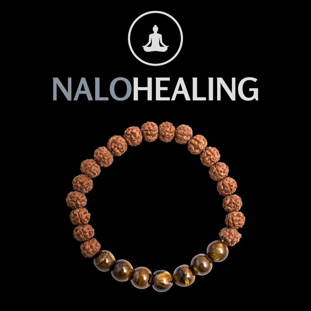 Divine Rudraksha Tiger Eyes Mala & Bracelet Set