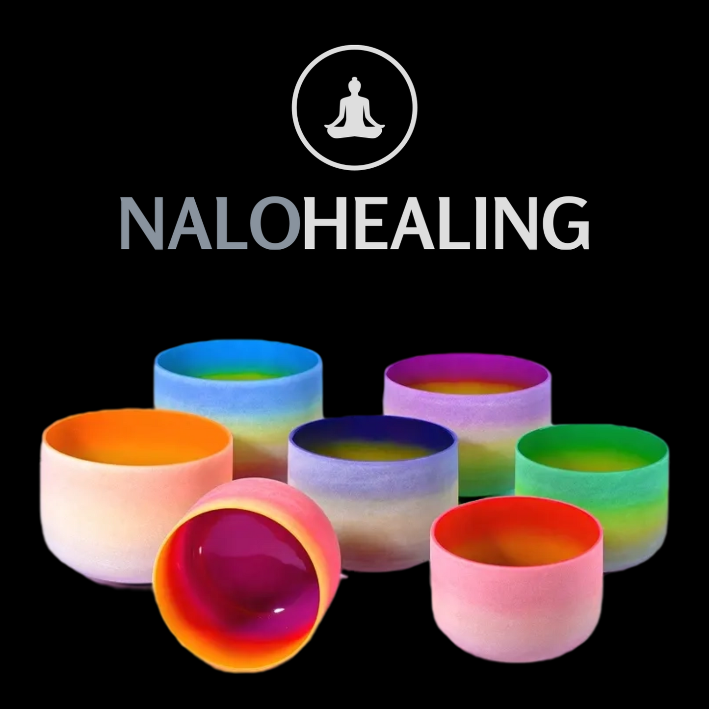 6"-12" Rainbow Color Crystal Singing Bowl Set (7pcs) 432Hz, 440Hz