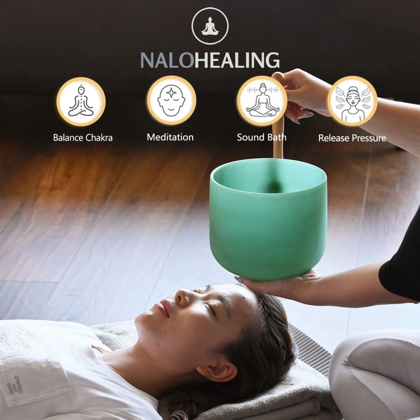 8"-10" Green Fluorite Frosted Quartz Crystal Singing Bowl | 432Hz, 440Hz