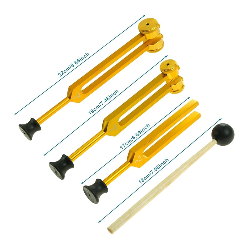 Chakra Tuning Forks (3pcs) 128Hz, 256Hz, 512Hz