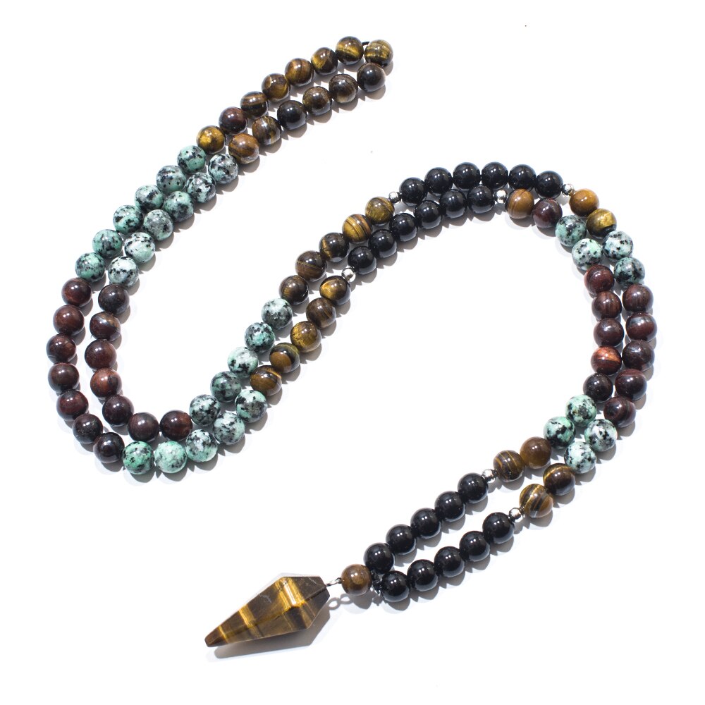 HarmonySoul Tiger Eye Onyx Mala Necklace