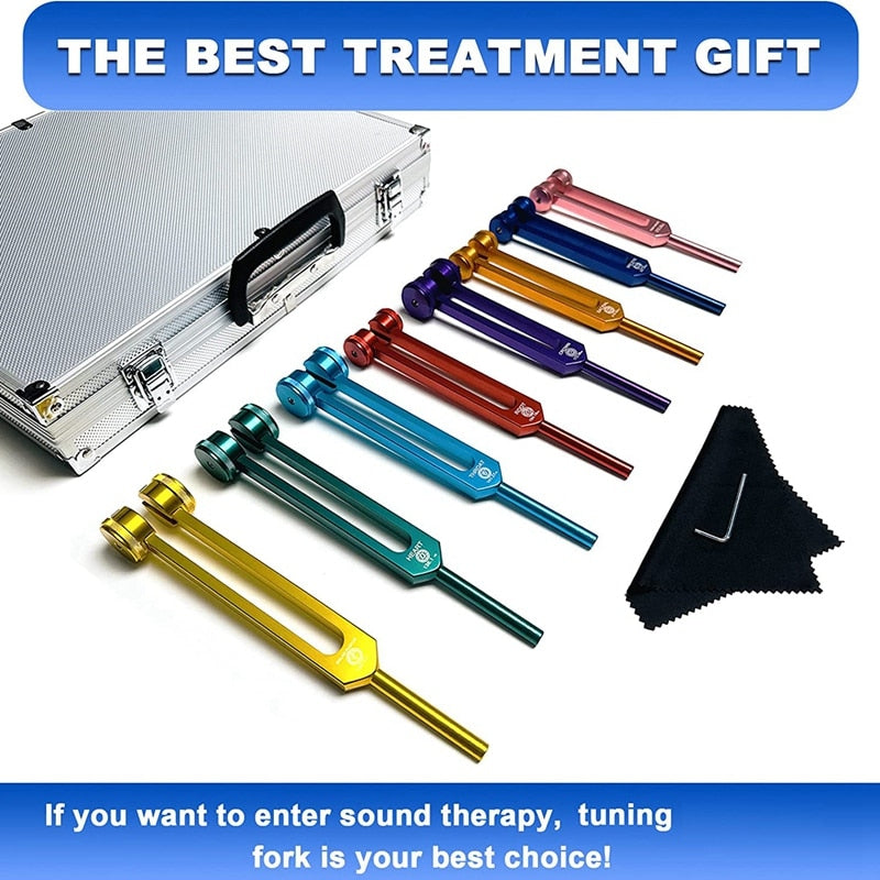 Premium Chakra Tuning Fork Set (8pcs)