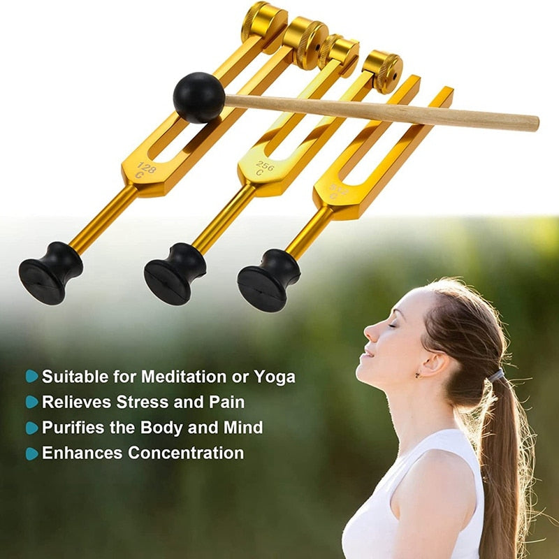 Chakra Tuning Forks (3pcs) 128Hz, 256Hz, 512Hz