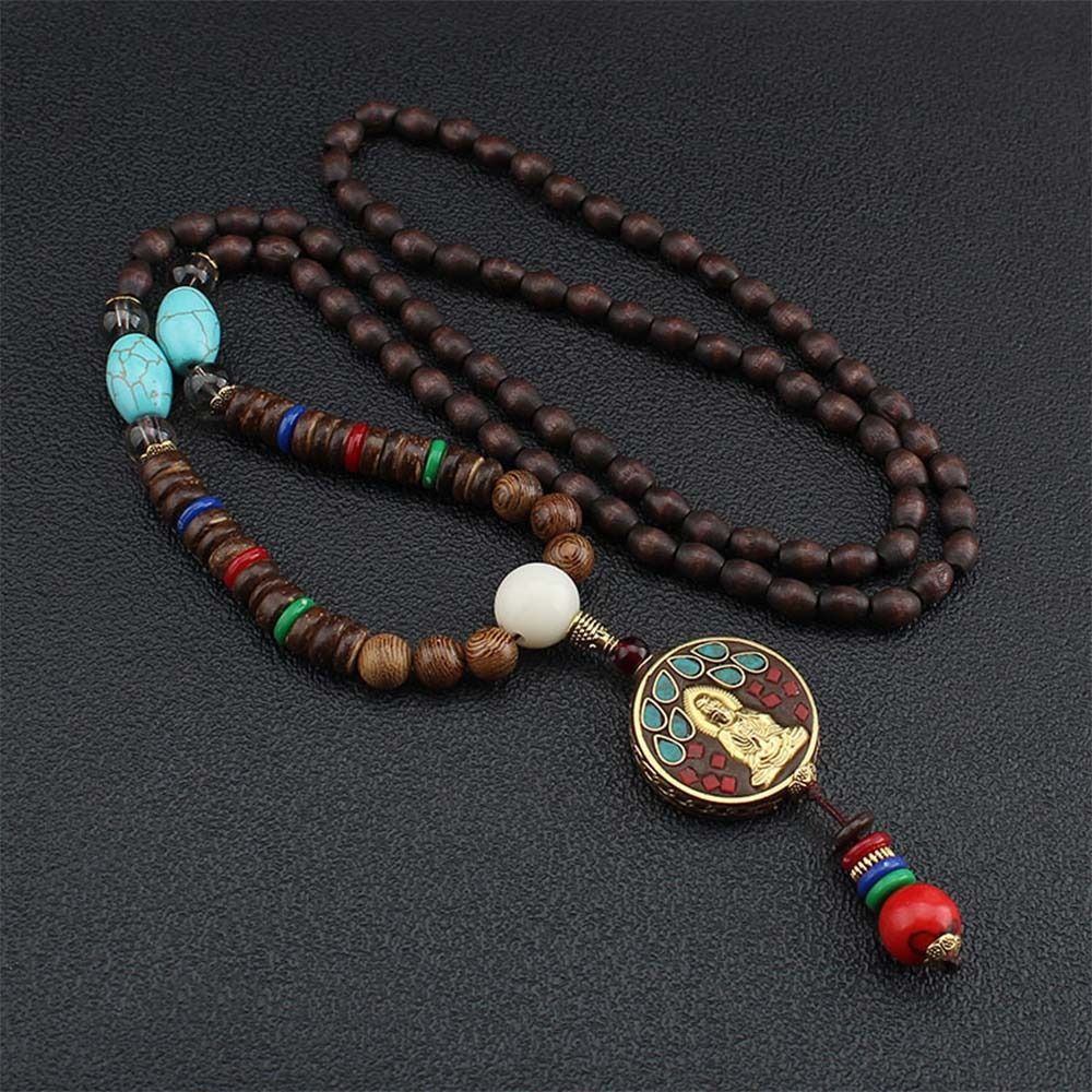 Vintage Serenity Mala Necklace with Pendant