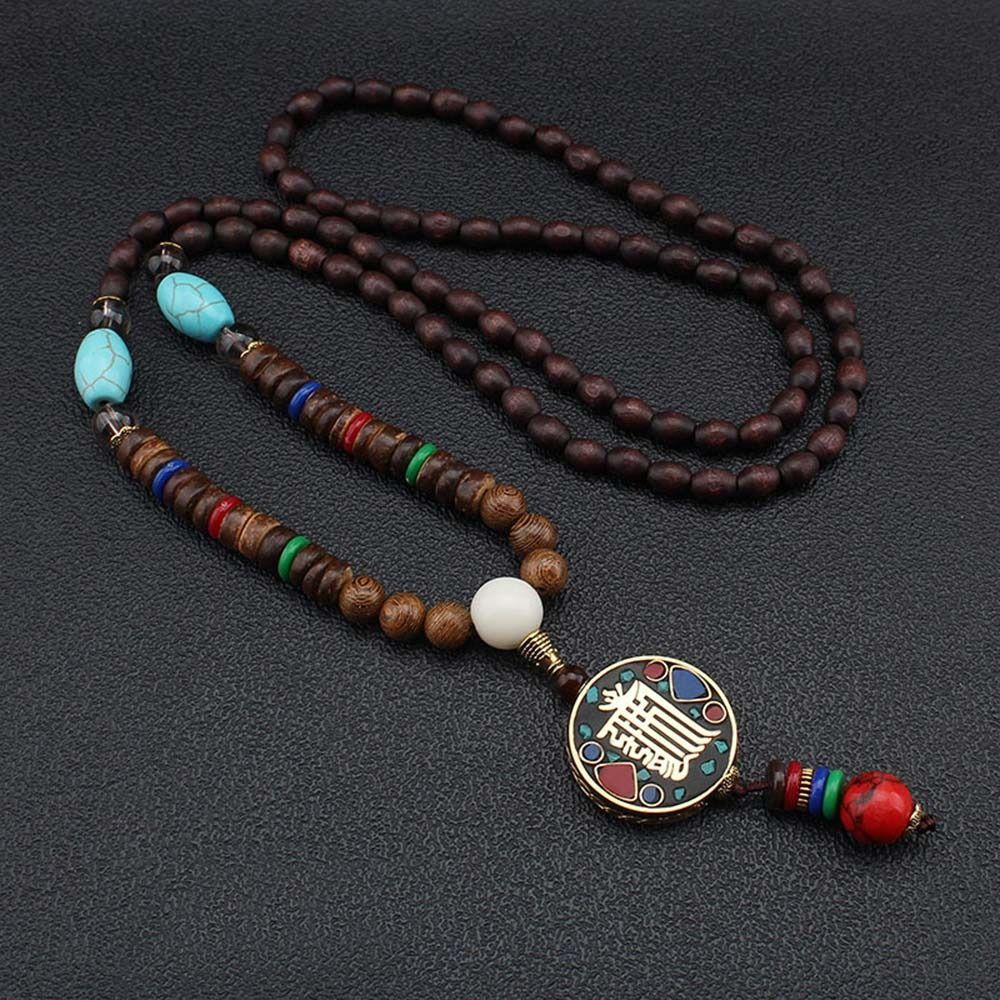 Vintage Serenity Mala Necklace with Pendant