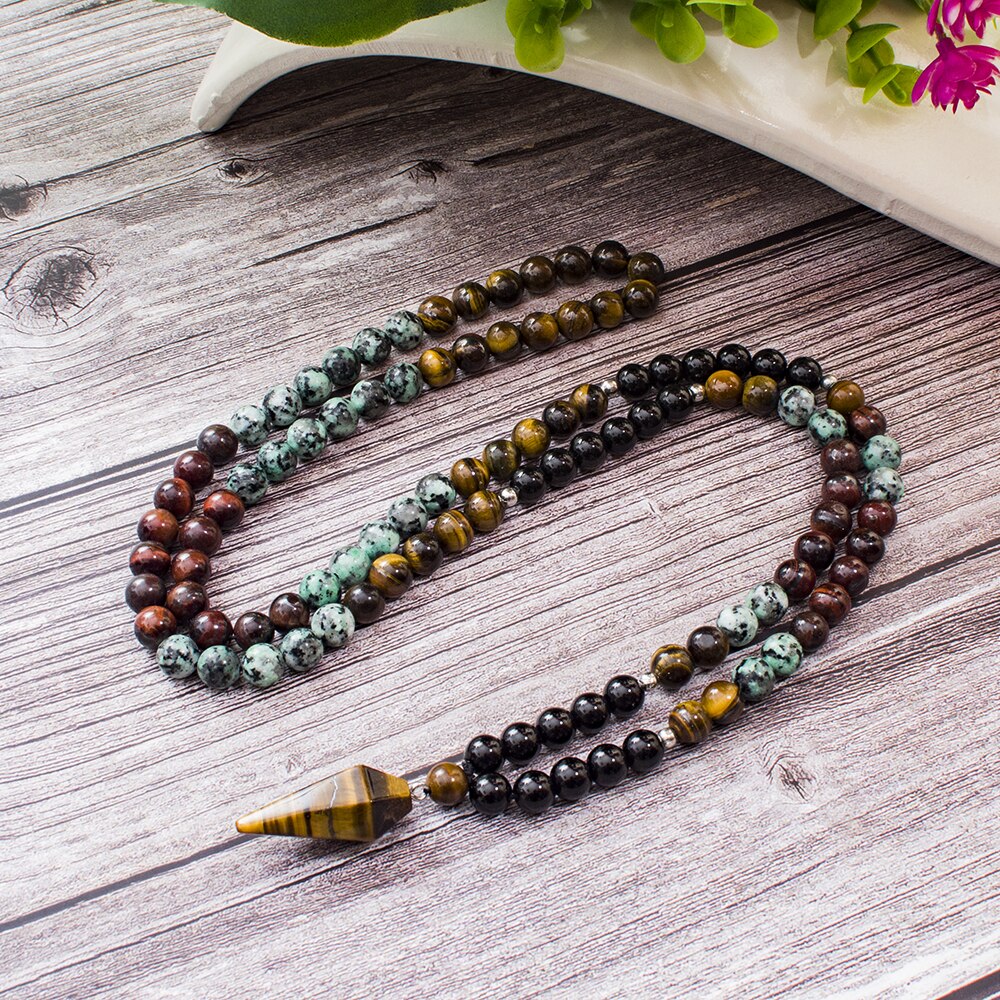 HarmonySoul Tiger Eye Onyx Mala Necklace