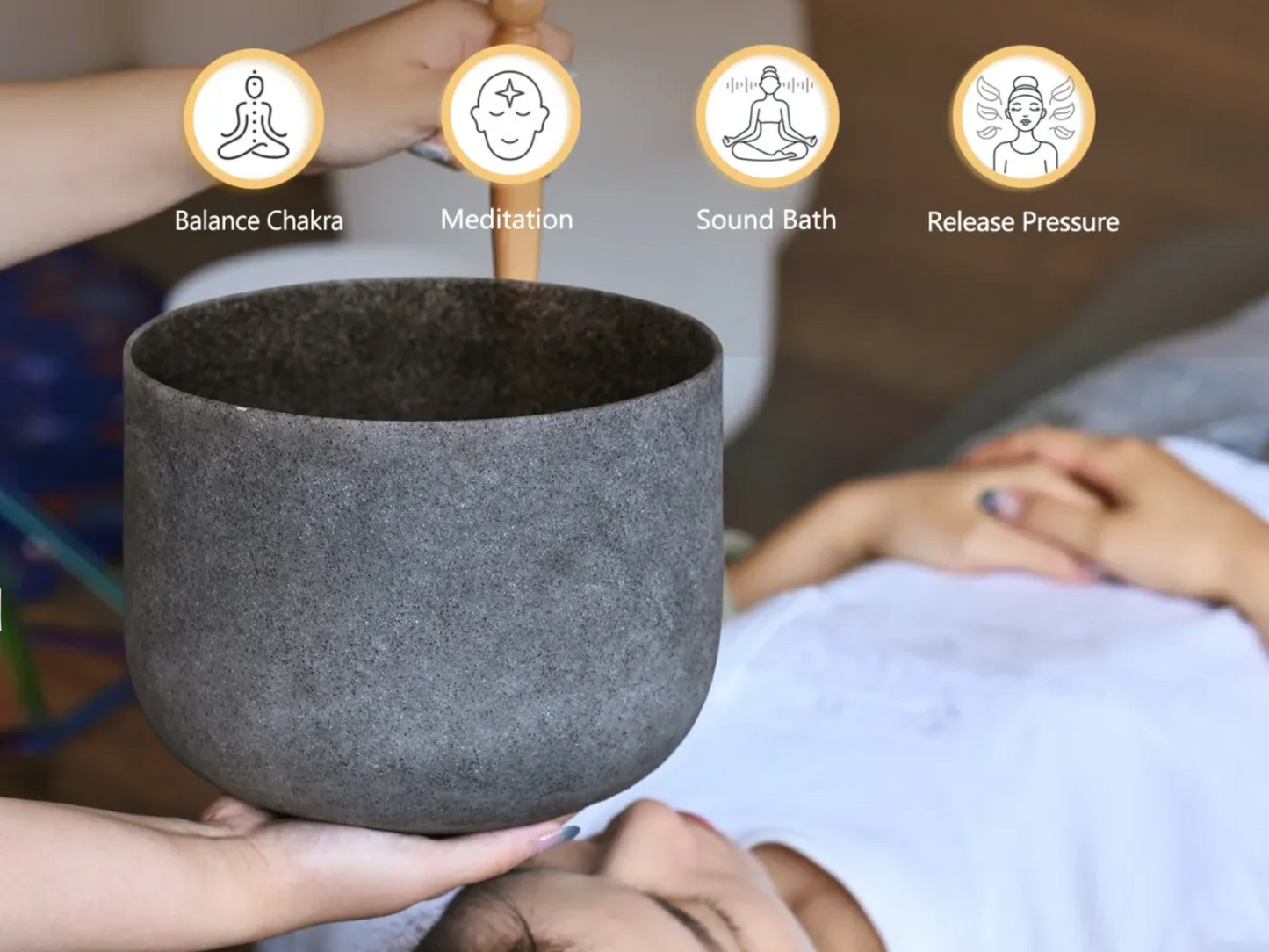 8"-10" Obsidian Frosted Quartz Crystal Singing Bowl |  432hz, 440Hz