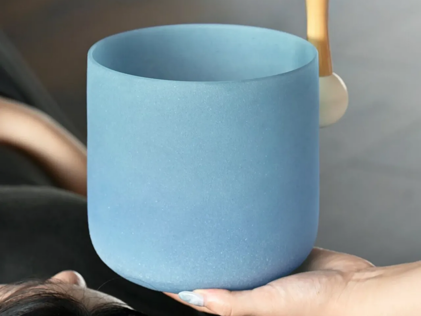 8"-10" Athena Lapis Lazuli Frosted Quartz Crystal Singing Bowl | 432hz, 440Hz
