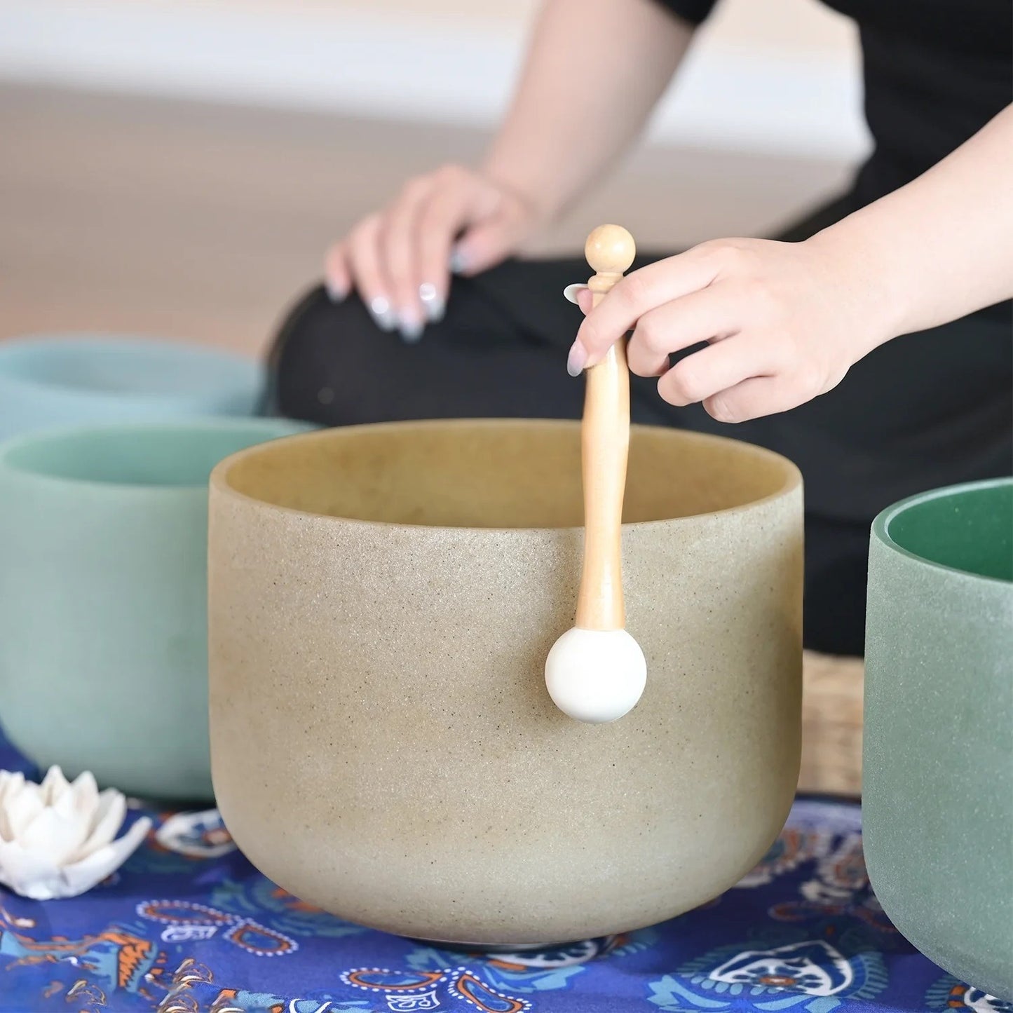 8"-10" Aphrodite Topaz Frosted Quartz Crystal Singing Bowl | 432hz, 440Hz