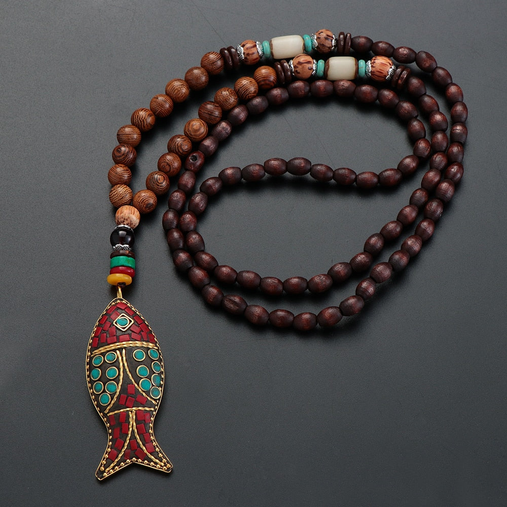 Vintage Serenity Mala Necklace with Pendant