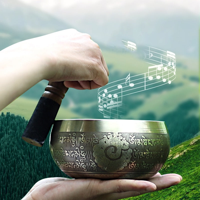Carved Nepalese Singing Bowl