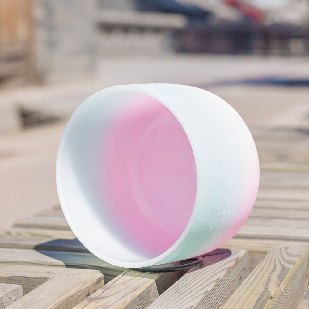 Mint Green & Pink Crystal Singing Bowl - Nalo Healing