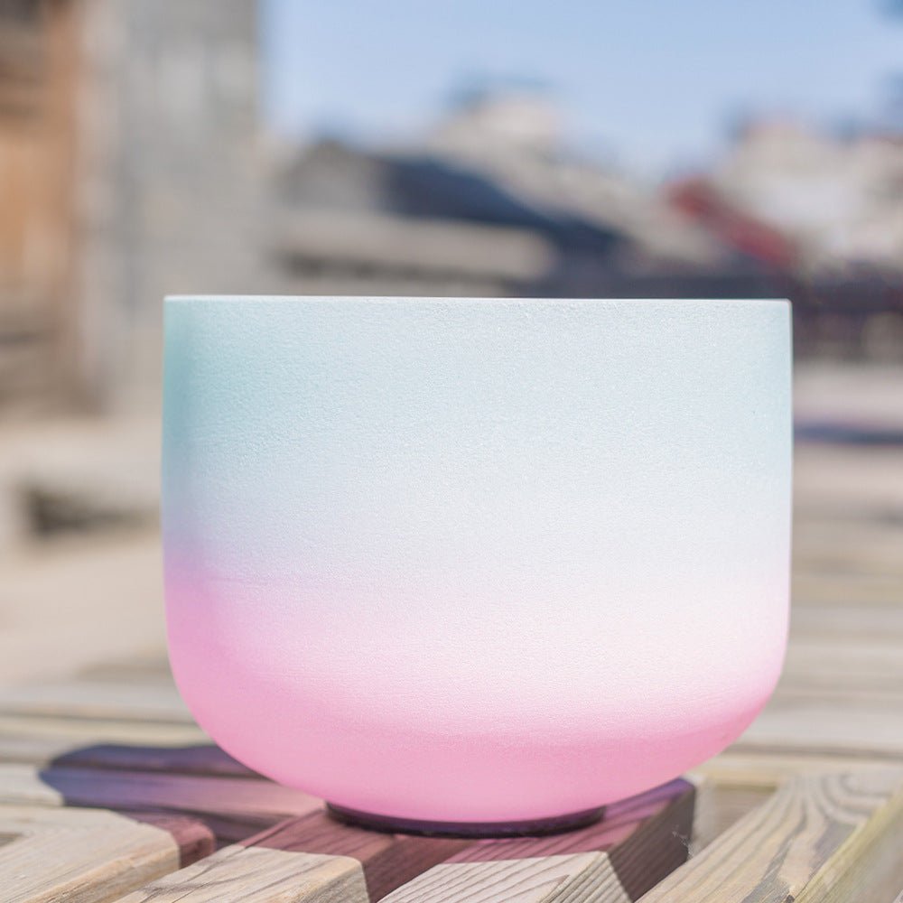Mint Green & Pink Crystal Singing Bowl - Nalo Healing
