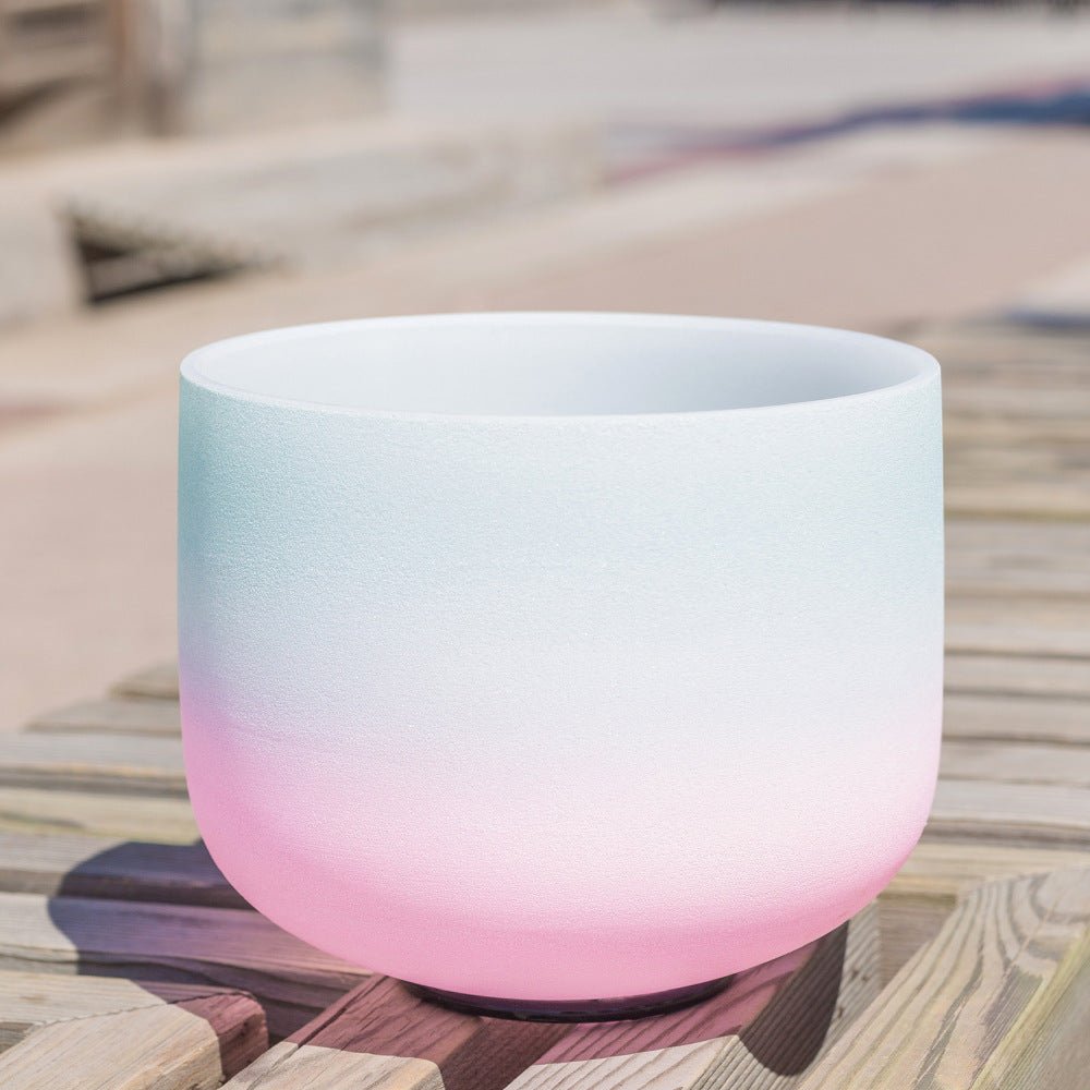 Mint Green & Pink Crystal Singing Bowl - Nalo Healing