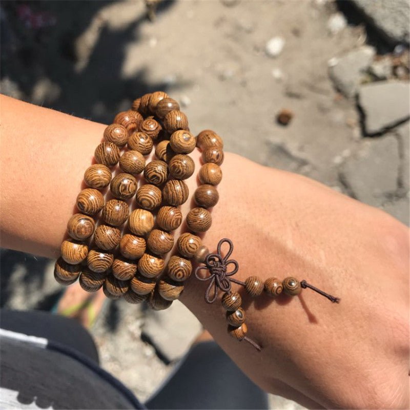 Natural Wenge Wood Mala With Pendant - Nalo Healing