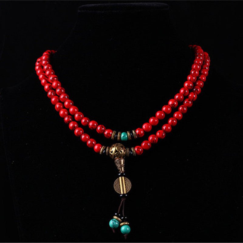 Red Turquoise Tibetan Mala - Nalo Healing