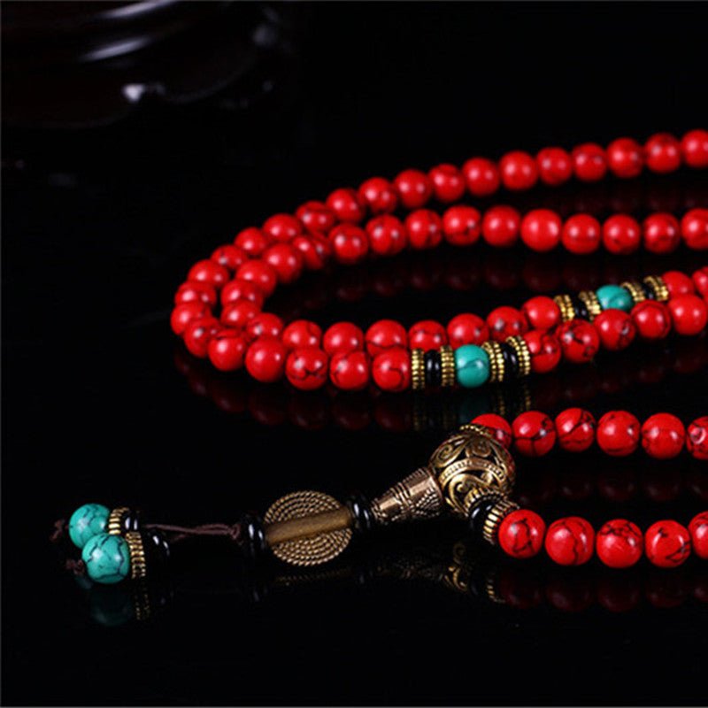 Red Turquoise Tibetan Mala - Nalo Healing