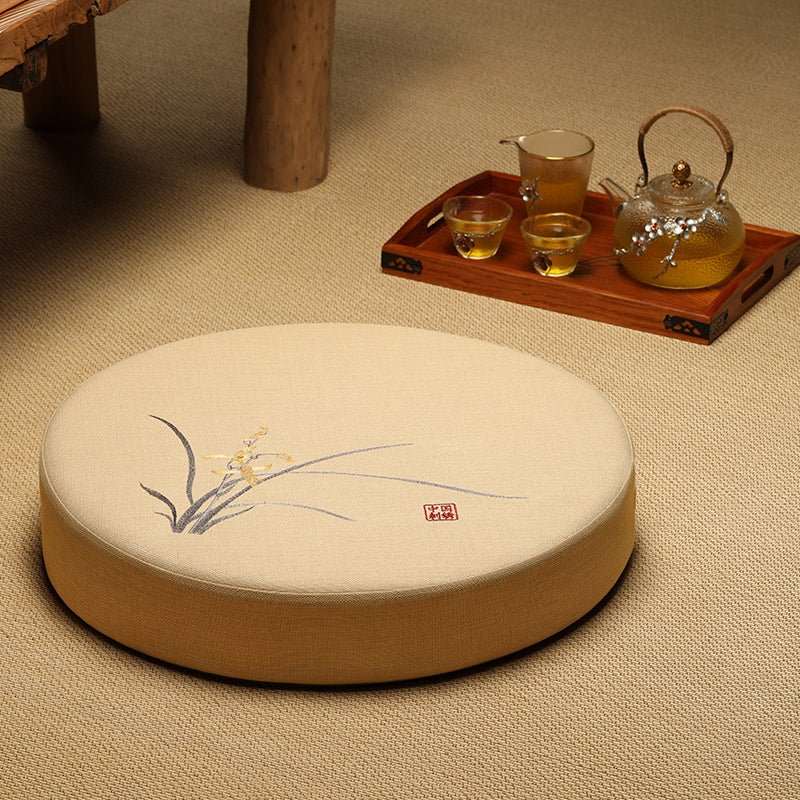 Round Linen Meditation Cushion - Nalo Healing
