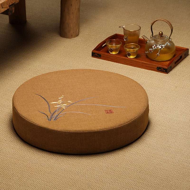 Round Linen Meditation Cushion - Nalo Healing