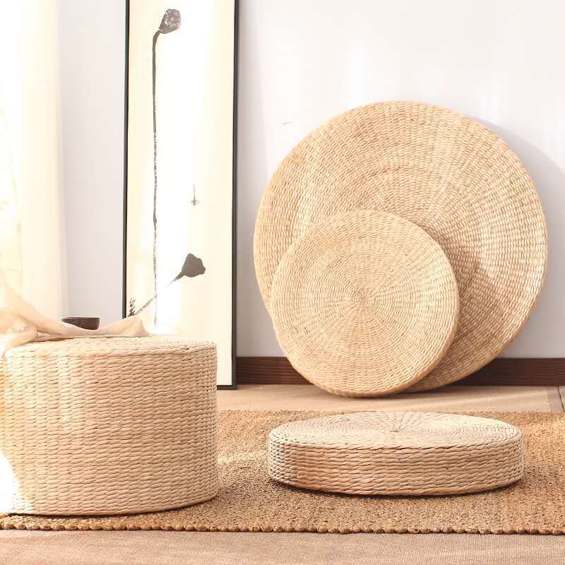 Thick Round Straw Floor Cushion - Nalo Healing