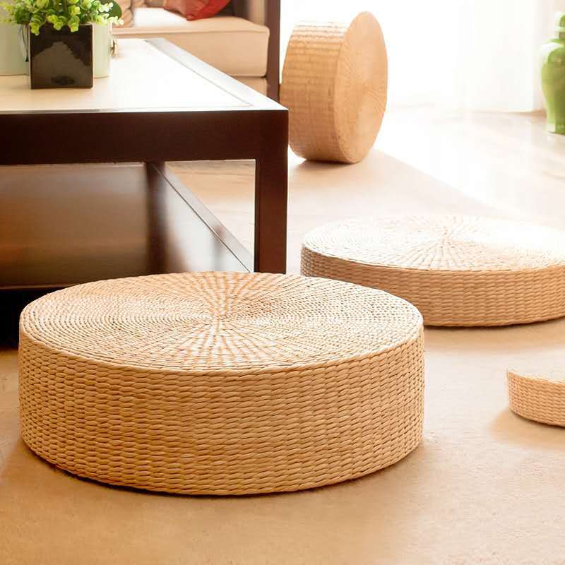 Thick Round Straw Floor Cushion - Nalo Healing