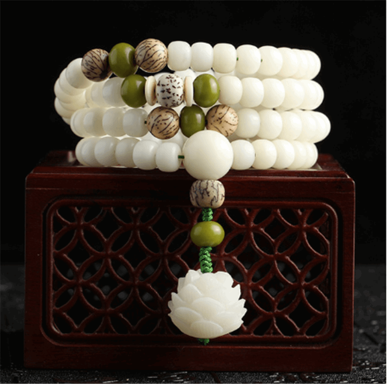 White Jade Bodhi Mala - Nalo Healing