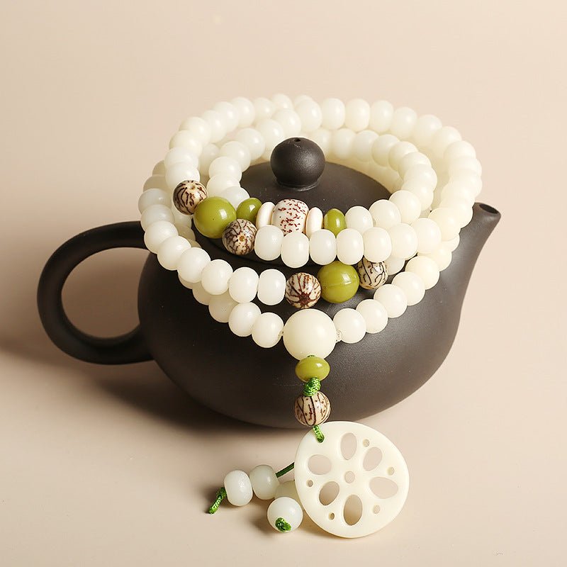 White Jade Bodhi Mala - Nalo Healing