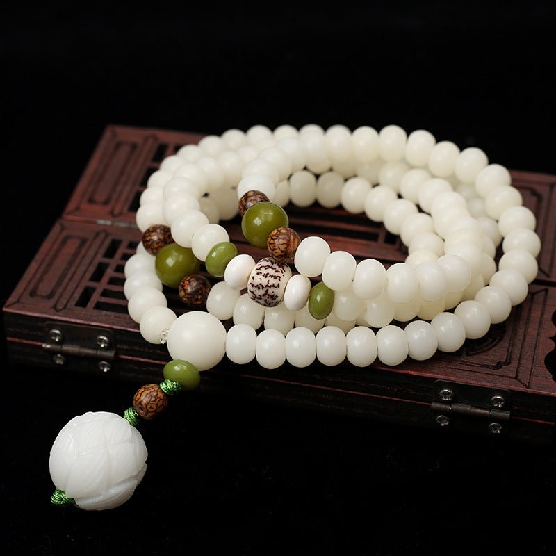White Jade Bodhi Mala - Nalo Healing