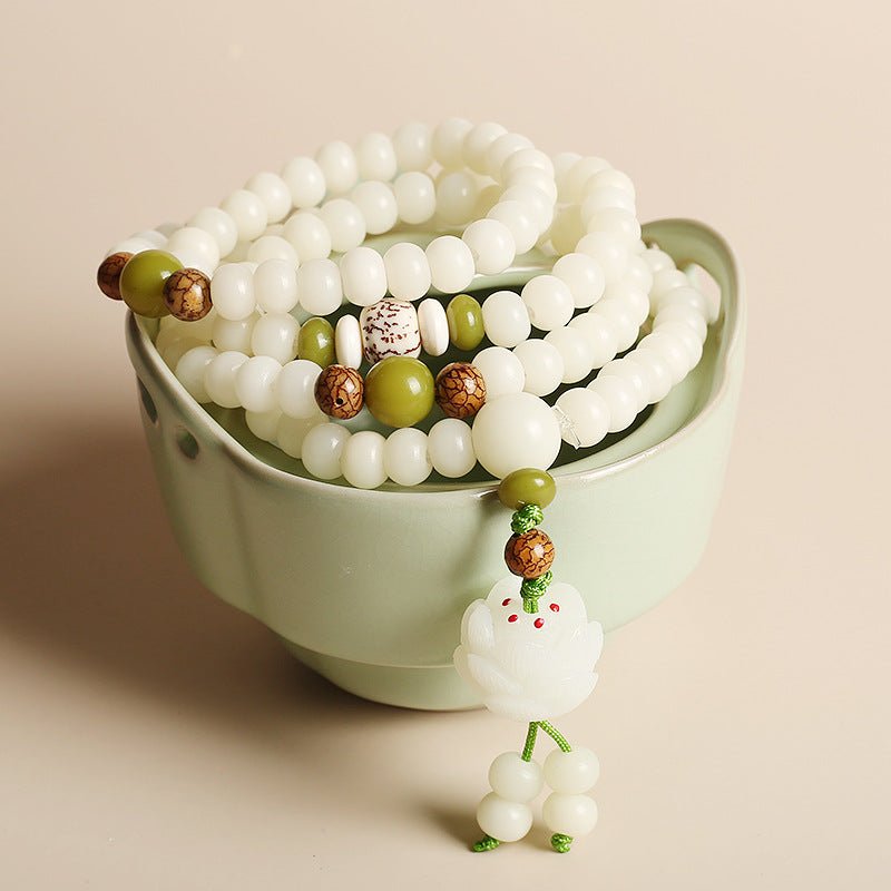 White Jade Bodhi Mala - Nalo Healing