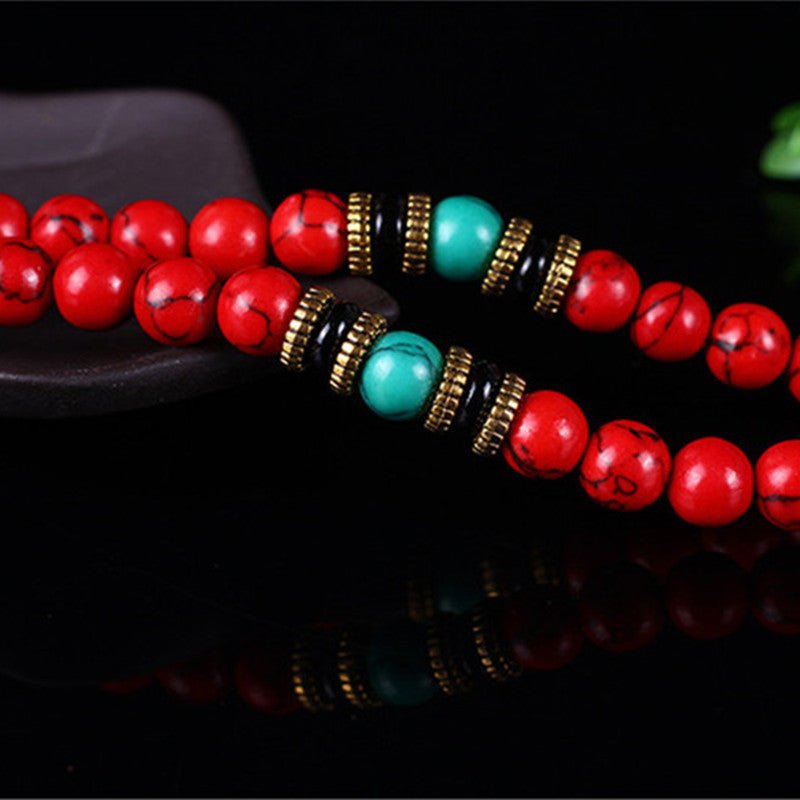 Red Turquoise Tibetan Mala - Nalo Healing